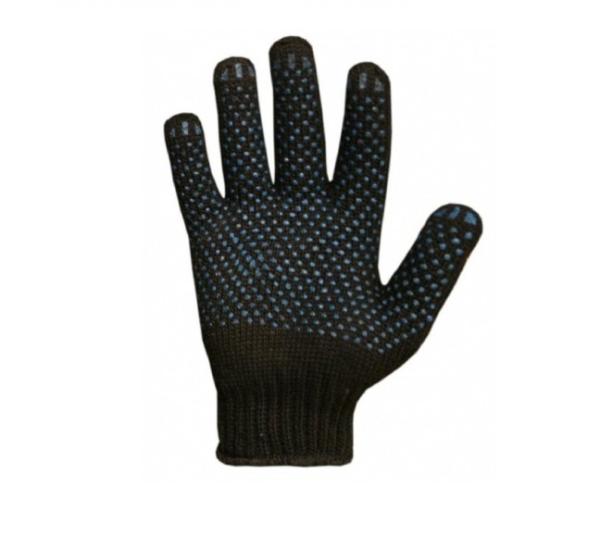 Перчатки двойные с ПВХ черные (Хлопок (90/ Полиэс.10)