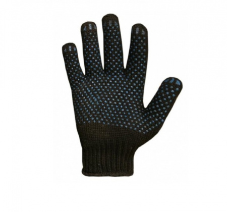 Перчатки двойные с ПВХ черные (Хлопок (90/ Полиэс.10) (200)